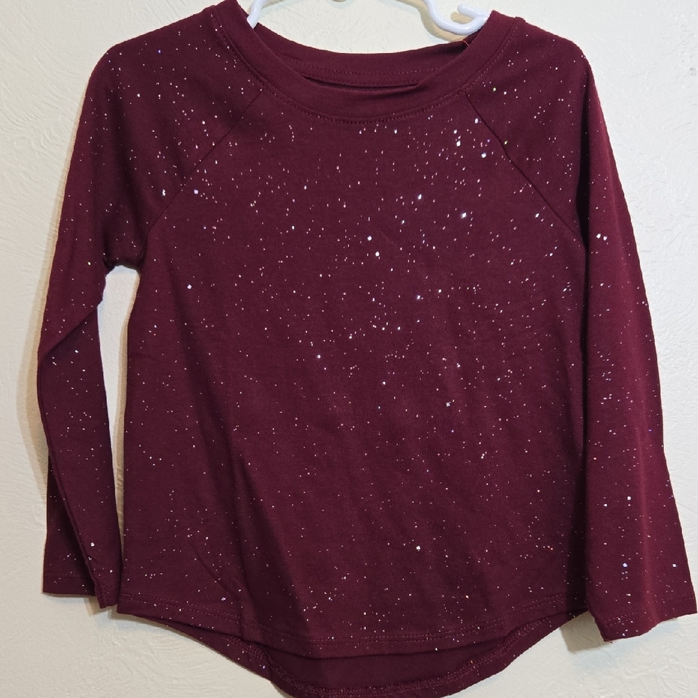 Cat & Jack Maroon Speckled Long Sleeve Tee
